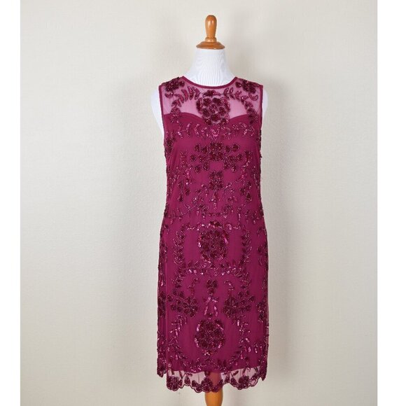 Frock and Frill Dresses & Skirts - Frock and Frill Burgundy Floral Sequin Formal Dress US 14